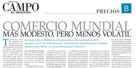 Comercio Mundial más modesto, pero menos volátil /Louis des Cars/El Mercurio Revista del Campo 